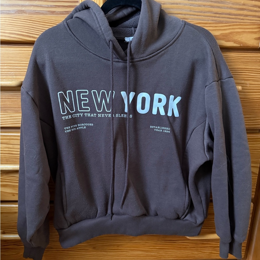 Brown Hoodie with New York Print